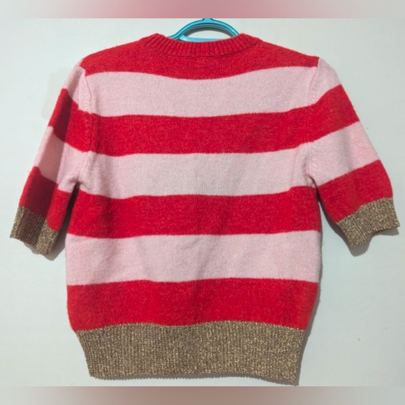 Topshop Red and Pink Striped Sweater Gold Accents Size 2 Excellent Condition - Picture 3 of 9